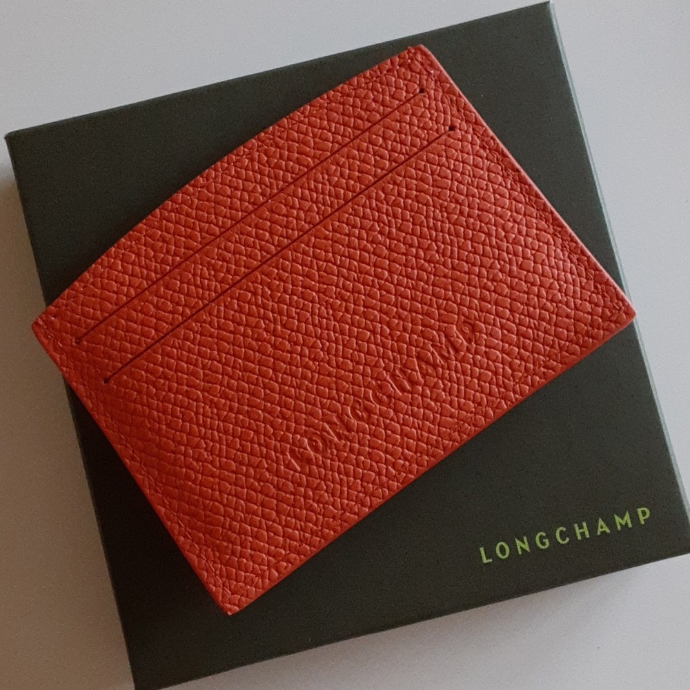 Longchamp Le Roseau Pebbled Leather Card Case - Picture 3 of 4